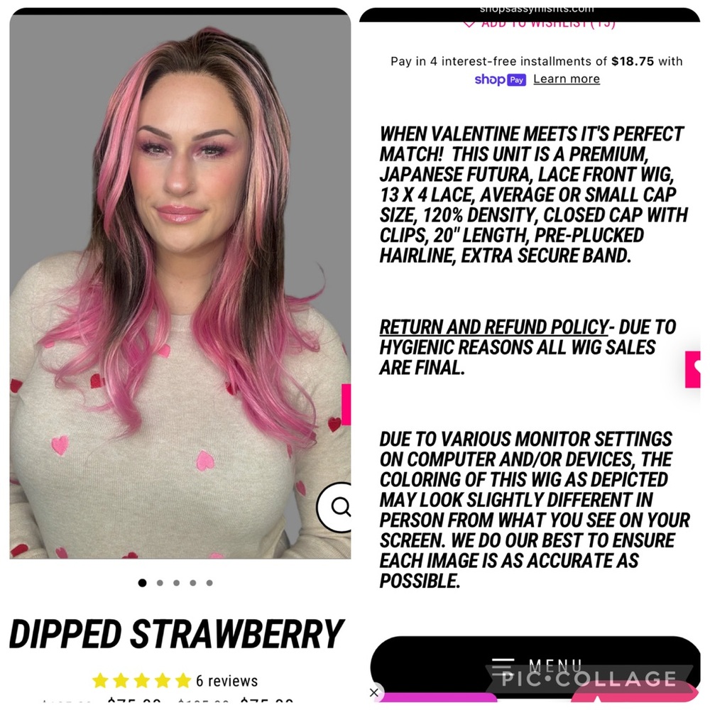 Sassy Misfits Dipped Strawberry Standard Synthetic Wig